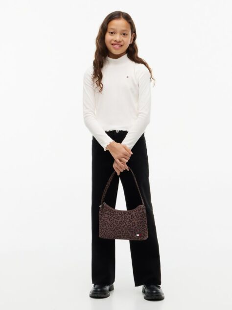 White Ribbed Extra Slim Mock Neck Top  Girls