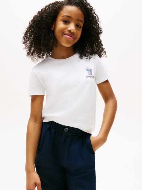 Alb Tricou Cu Grafica Pe Spate  Fete