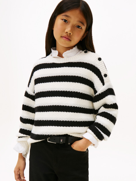 Multi Metallic Stripe Relaxed Jumper  Girls
