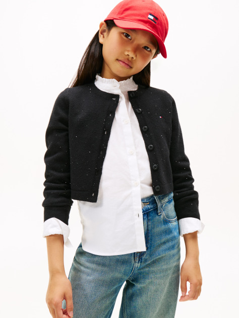 Negru Cardigan Slim Din Tricotaj  Fete