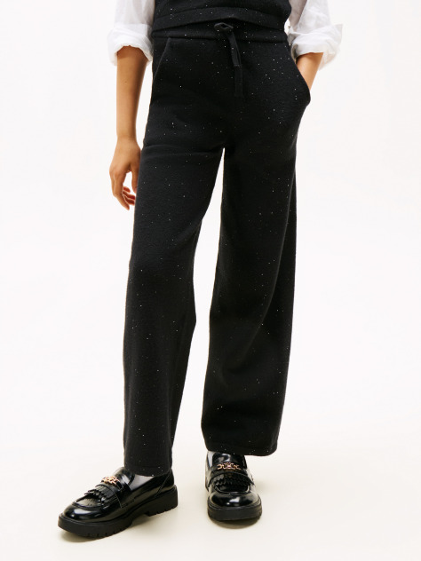 Negru Pantaloni Largi Cu Snur  Fete
