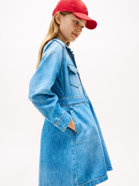 Blue Rochie Din Denim Cu Maneci Lungi  Fete