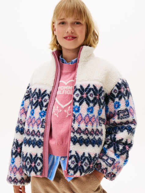Beige Fairisle Teddy Jacket  Girls