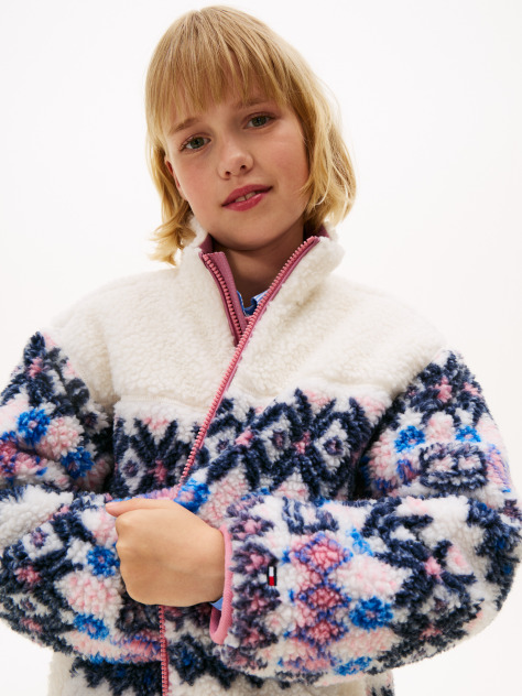 Beige Fairisle Teddy Jacket  Girls