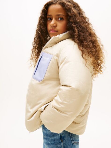 Multi Floral Print Reversible Relaxed Puffer Jacket  Girls