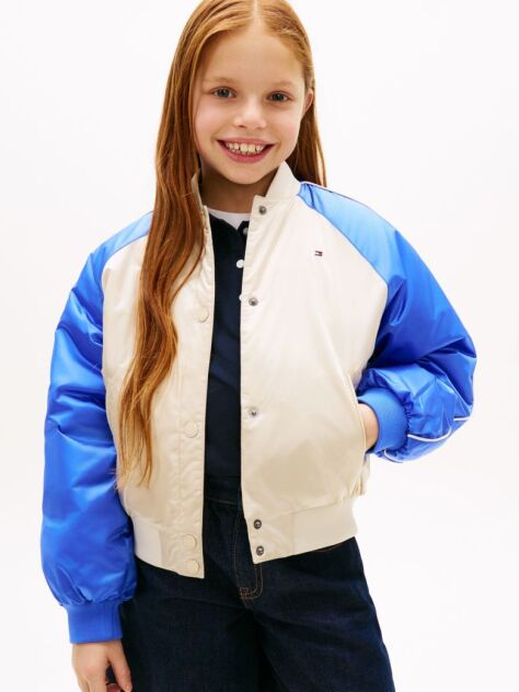 Multi Back Logo Shiny Relaxed Bomber Jacket  Girls
