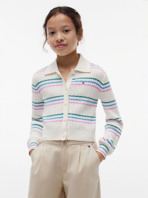 Multi Cardigan Polo Tricotat Cu Croiala Slim  Fete