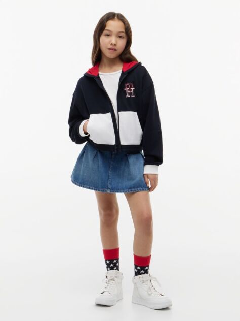 Denim Pleated Denim Skirt  Girls
