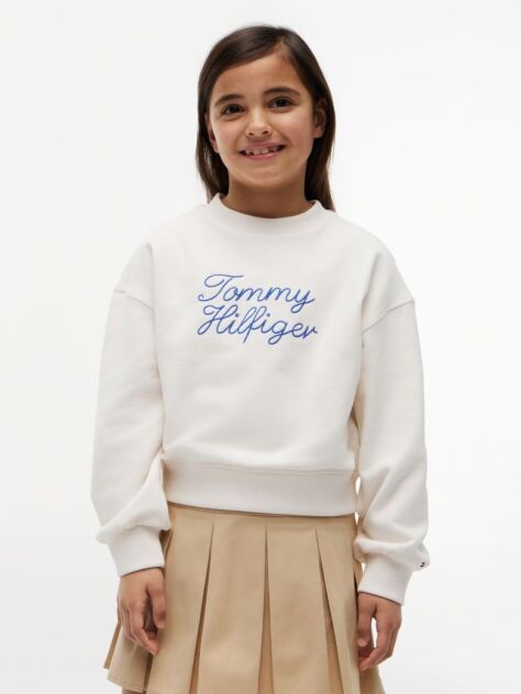 White Rope Logo Relaxed Terry Sweatshirt  Girls