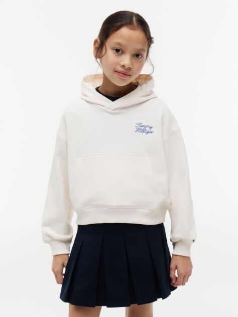White Relaxed Rope Logo Hoody  Girls