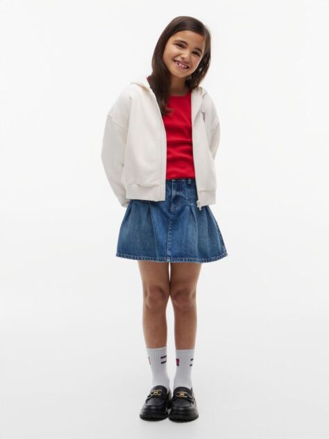 White Rhinestone Flag Relaxed Zip-Thru Hoody  Girls