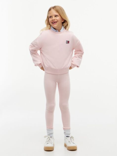 Roz Set Cu Bluza De Trening Si Colanti Cu Logo  Fete