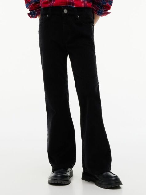 Black Corduroy Five-Pocket Flared Trousers  Girls