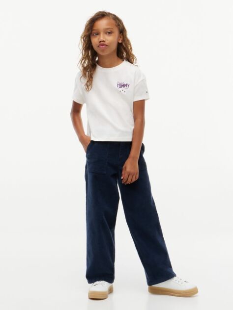 Alb T-Shirt Cu Croiala Lejera Si Imprimeu Pe Spate  Fete