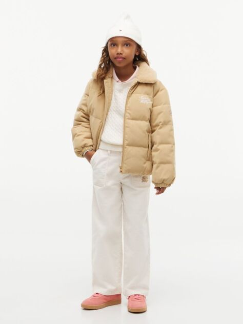 Beige Corduroy Patch Pocket Straight Trousers  Girls