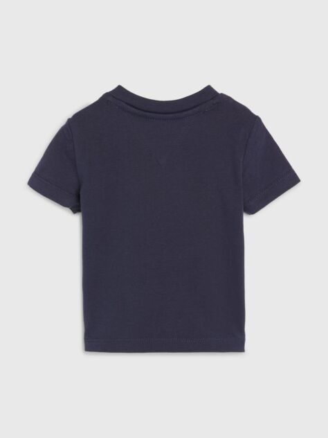 Blue Tricou Cu Logo Brodat Cu Steag   Nou nascuti