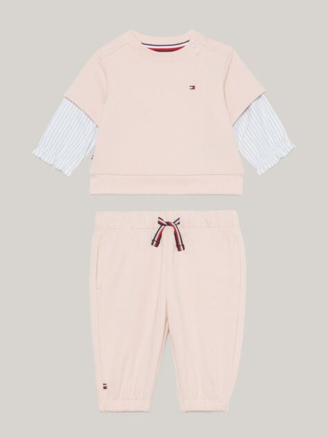 Roz Set Pulover Cu Maneci In Dungi Ithaca Si Joggers   Nou nascuti