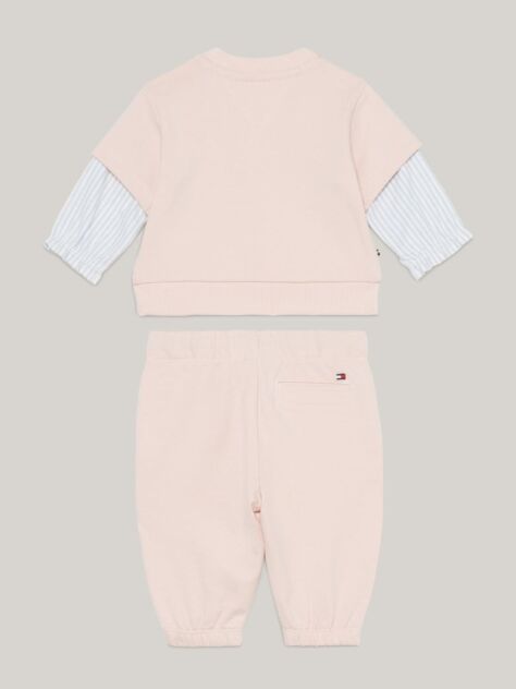 Roz Set Pulover Cu Maneci In Dungi Ithaca Si Joggers   Nou nascuti