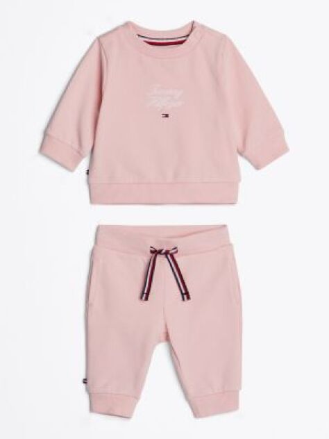 Roz Set Tricou Cu Logo Si Pantaloni Sport  Nou nascuti