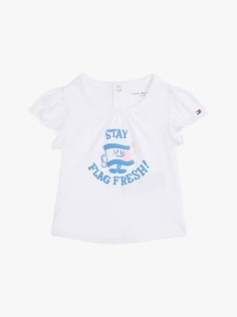 Alb Tricou Cu Maneca Cu Volan Grafic  Nou nascuti