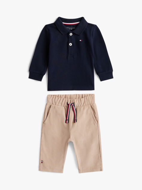 Beige Polo And Pant Giftbox  Newborn