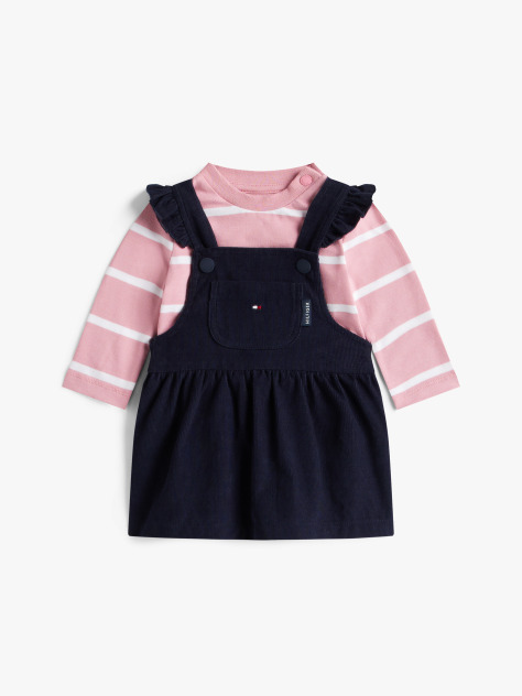 Blue Corduroy Dungaree Dress And Top Gift Set  Newborn