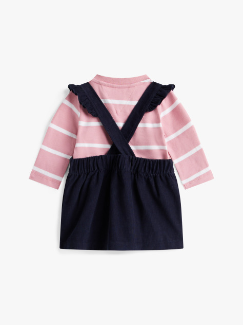 Blue Corduroy Dungaree Dress And Top Gift Set  Newborn