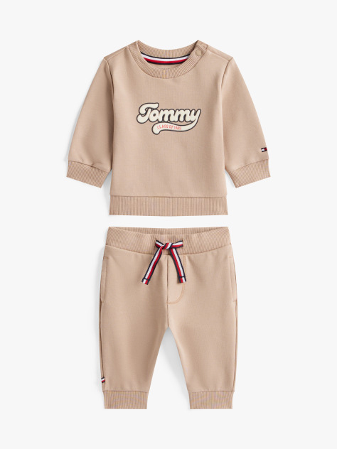 Bej Set Hanorac Si Pantaloni Jogger Varsity  Nou nascuti