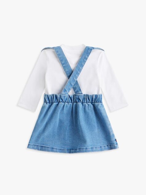 Denim Denim Dungaree Dress And T-Shirt Set  Newborn