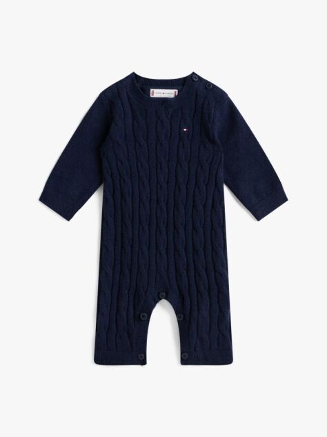 Blue Cable Knit Relaxed Coverall  Newborn
