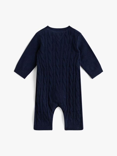 Blue Cable Knit Relaxed Coverall  Newborn