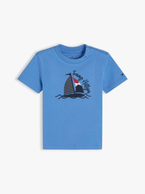 Blue T-Shirt Cu Model De Barca Graphic  Nou nascuti