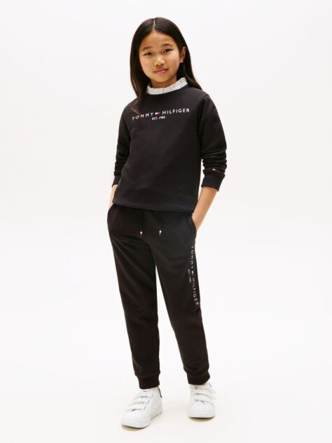 Black Essential Organic Cotton Logo Joggers  Kids Unisex