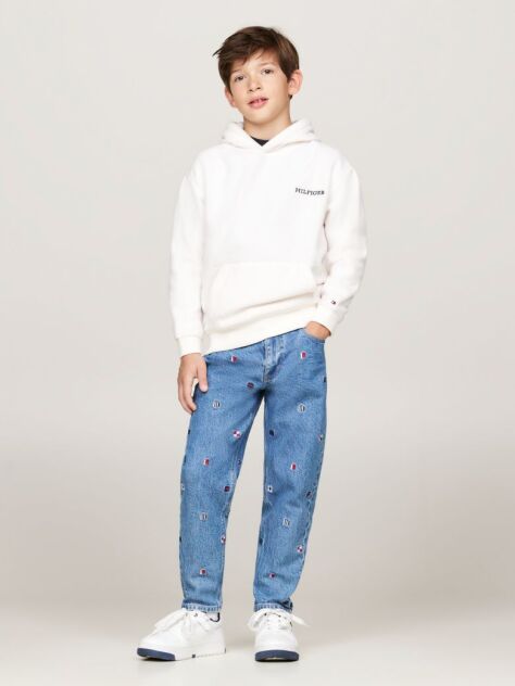 Alb Hanorac Din Fleece Hilfiger Monotype  Copii unisex