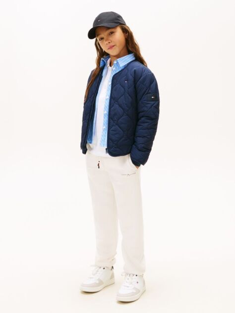Alb Pantaloni Jogger Regular Din Fleece Periat  Copii unisex