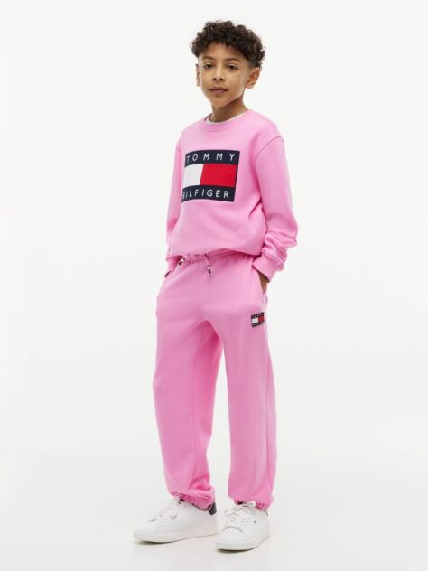 Pink Heritage Flag Logo Cuffed Drawstring Joggers  Kids Unisex