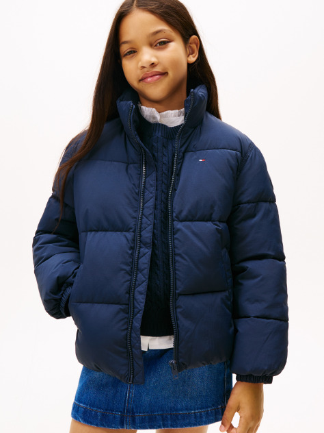 Blue Geaca Puffer Cu Logo Steag Pe Spate  Copii unisex