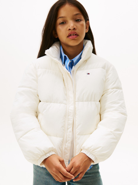 Bej Geaca Puffer Cu Logo Steag Pe Spate  Copii unisex
