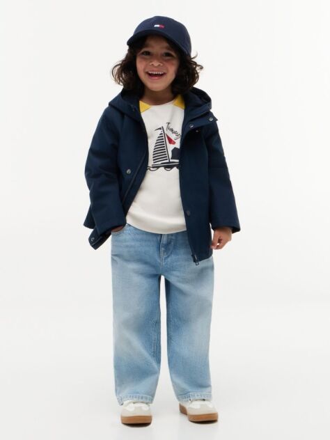 Blue Flag Embroidery Hooded Jacket  Kids Unisex