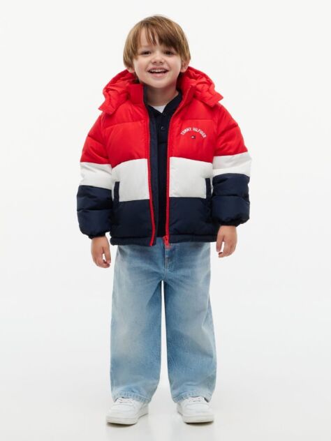Multi Colour-Blocked Ripstop Hooded Puffer Jacket  Kids Unisex