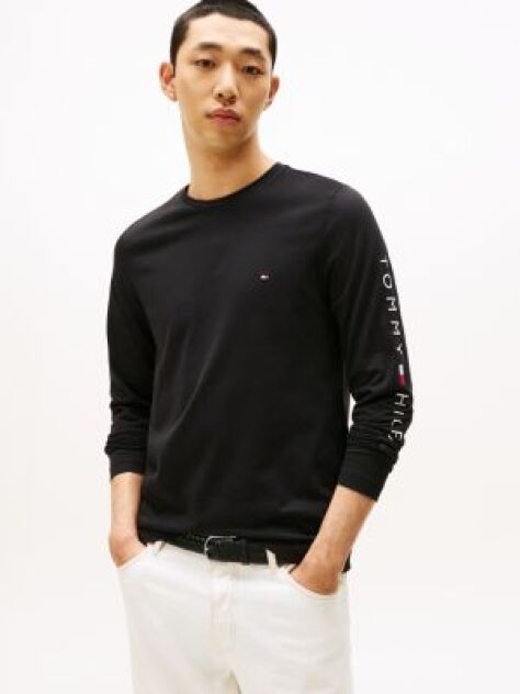 Black Long Sleeve Slim Fit T-Shirt  Men