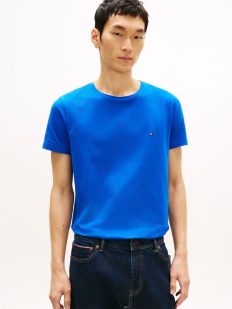 Blue Tricou Slim Fit Cu Steag Brodat  Barbati