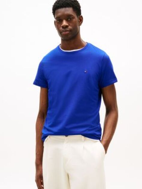 Blue Tricou Slim Fit Cu Steag Brodat  Barbati