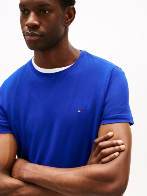 Blue Tricou Slim Fit Cu Steag Brodat  Barbati