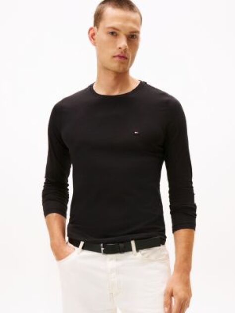 Negru Tricou Cu Maneca Lunga Extra Slim Fit  Barbati