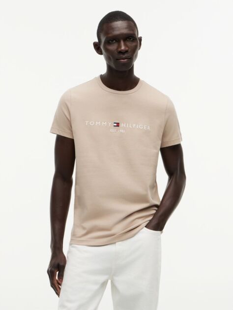 Bej Tricou Slim Fit Cu Logo  Barbati