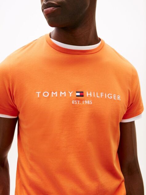 Portocaliu Tricou Slim Fit Cu Logo  Barbati