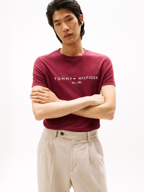 Rosu Tricou Slim Fit Cu Logo  Barbati