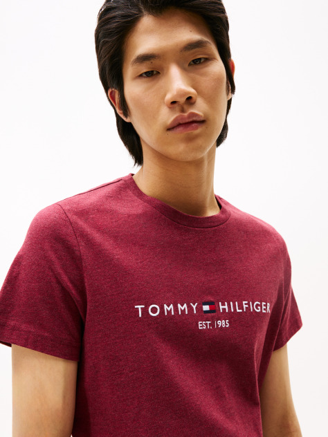 Rosu Tricou Slim Fit Cu Logo  Barbati