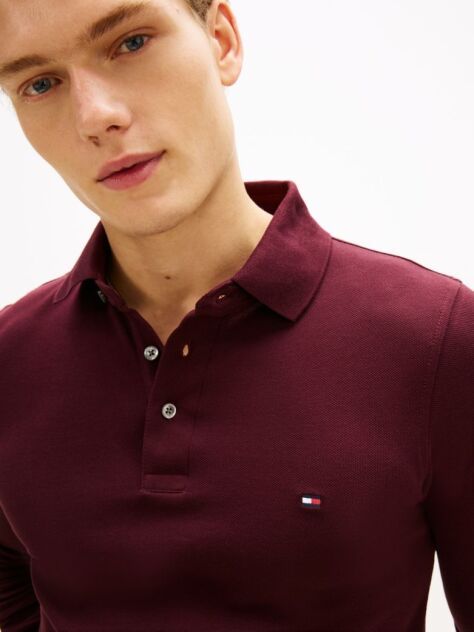 Red 1985 Collection Slim Fit Long Sleeve Polo  Men